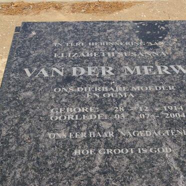 MERWE Elizabeth Susanna, van der 1914-2004