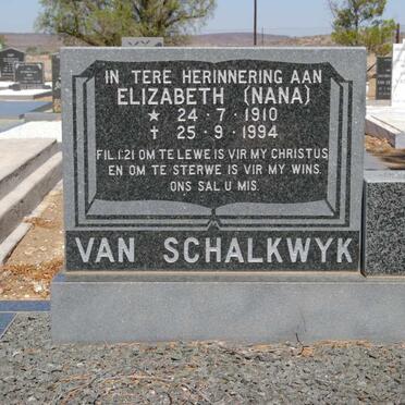 SCHALKWYK Elizabeth, van 1910-1994