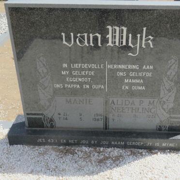 WYK Manie, van 1916-1987 &amp; Alida P.M. NEETHLING 1926-2015