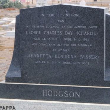HODGSON George Charles Day 1912-1961 &amp; Jeanetta Hendrina VISSER 1914-2002