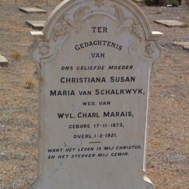 SCHALKWYK Christiana Susan Maria, van formerly MARAIS 1873-1921