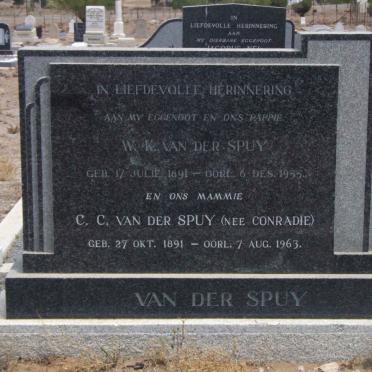 SPUY W.K., van der 1891-1955 &amp; C.C. CONRADIE 1891-1963