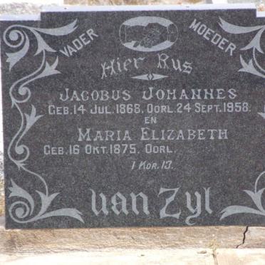 ZYL Jacobus Johannes, van 1868-1958 &amp; Maria Elizabeth 1875-