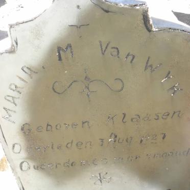 WYK Maria M., van nee KLAASEN -1927 