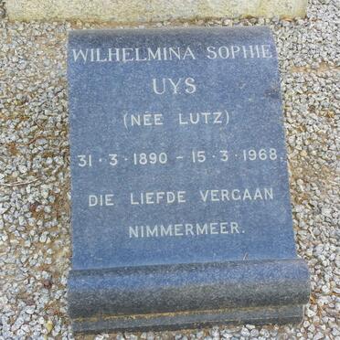UYS Wilhelmina Sophie nee LUTZ 1890-1968