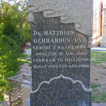 UYS Mattheus Gerhardus 1890-1950