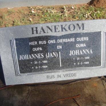 HANEKOM Johannes 1888-1964 &amp; Johanna 1889-1986