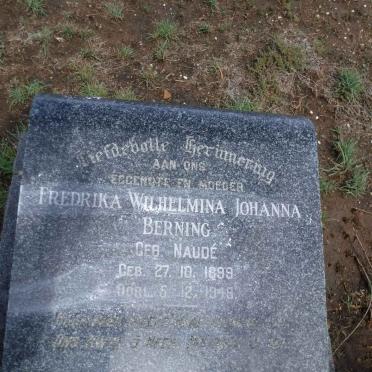 BERNING Fredrika Wilhelmina Johanna nee NAUDE 1899-1948