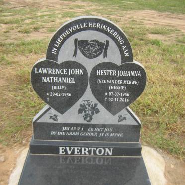 EVERTON Lawrence John Nathaniel 1956- &amp; Hester Johanna VAN DER MERWE 1956-2014