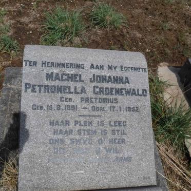 GROENEWALD Machel Johanna Petronella nee PRETORIUS 1891-1952