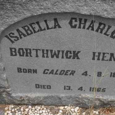 HENRY Isabella Charlotte Borthwick nee CALDER 1899-1965