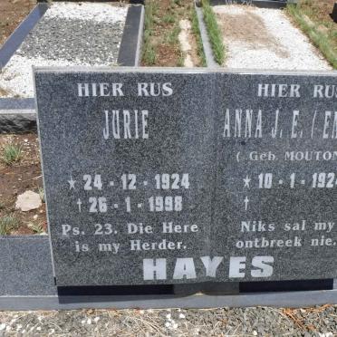 HAYES Jurie 1924-1998 &amp; Anna J.E. MOUTON 1924-