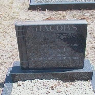 JACOBS Ella D. nee OOSTHUIZEN 1930-198?