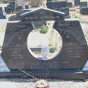 JACOBS Stefanus David 191?-19?4 en Cecilia Aletta VAN ZYL 1930-2000