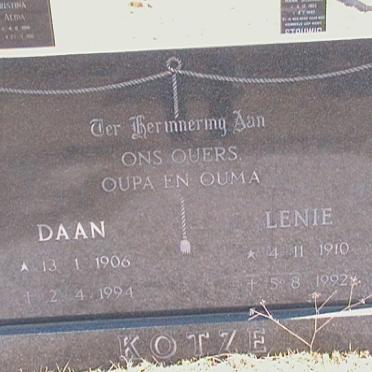 KOTZE Daan 1906-1994 &amp; Lenie 1910-1992