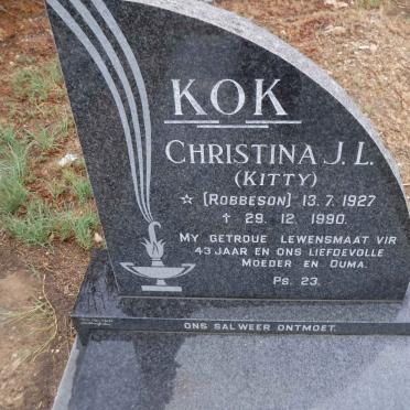 KOK Christina J.L. nee ROBBESON 1927-1990