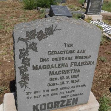 KOORZEN Magdalena Franzina Magrietha 1881-1952