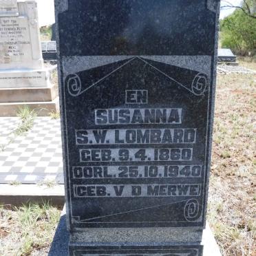 LOMBARD Susanna S.W. nee V.D. MERWE 1860-1940