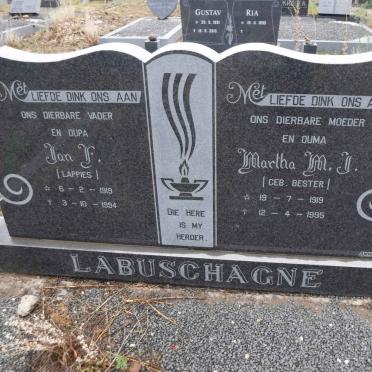 LABUSCHAGNE Jan F. 1919-1994 &amp; Martha M.J. BESTER 1919-1995