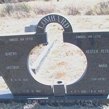 LOMBARD Barend Jacobus 1935-1982 &amp; Hester Petronella Maria STEYN 1938-2013