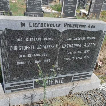 MIENIE Christoffel Johannes P. 1890-1953 &amp; Catharina Aletta 1893-1970