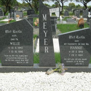 MEYER Willie 1940-1996 &amp; Hannie 1948-1994