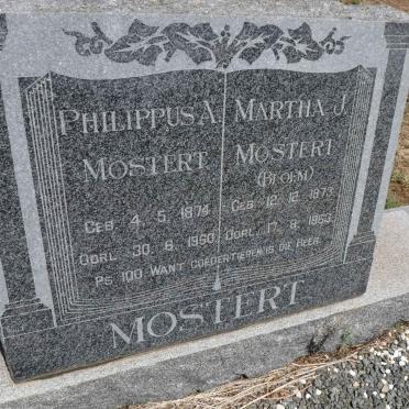 MOSTERT Philippus A. 1874-1960 &amp; Martha J. BLOEM 1873-1963