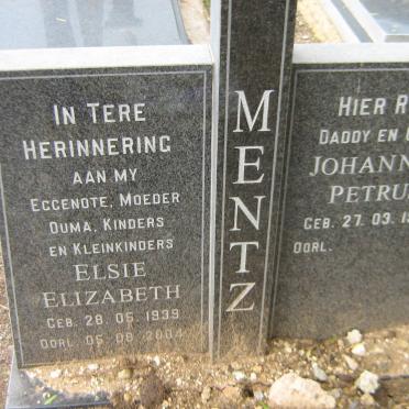 MENTZ Johannes Petrus 1940- &amp; Elsie Elizabeth 1939-2004