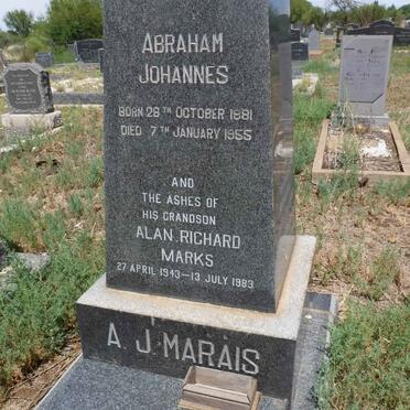 MARAIS Abraham Johannes 1881-1955 :: MARKS Alan Richard 1943-1983 :: MARKS Kathleen Rohan born MARAIS 1915-2003