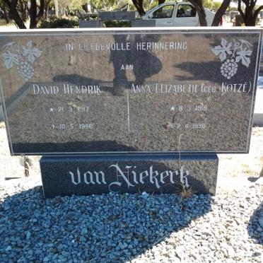 NIEKERK David Hendrik, van 1917-1996 &amp; Anna Elizabeth KOTZE 1918-1990