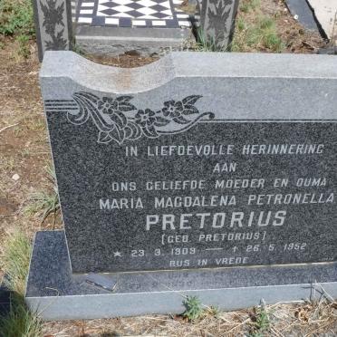 PRETORIUS Maria Magdalena Petronella nee PRETORIUS 1909-1952