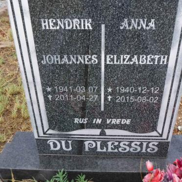 PLESSIS Hendrik Johannes, du 1941-2011 &amp; Anna Elizabeth 1940-2015