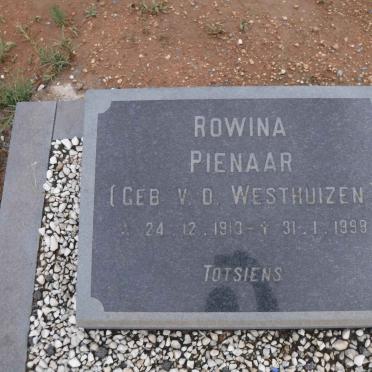 PIENAAR Rowina nee V.D. WESTUIZEN 1913-1998