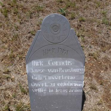 RENSBURG Dirk Cornelis, Janse van 1920-1920