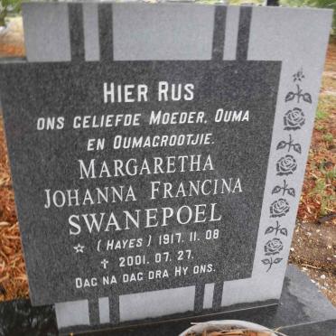 SWANEPOEL Margaretha Johanna Francina nee HAYES 1917-2001