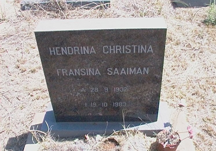 SAAIMAN Hendrina Christina Fransina 1932-1983