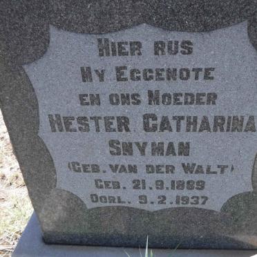 SNYMAN Hester Catharina nee VAN DER WALT 1889-1937