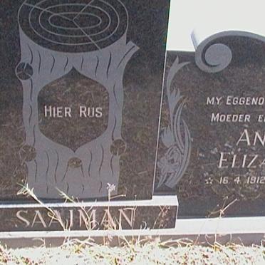 SAAIMAN Hercules Philluppus 1906-1993 &amp; Anna Elizabeth 1912-1991