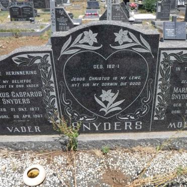 SNYDERS Petrus Casparus 1877-1967 &amp; Maria Elizabeth JOUBERT 1889-1972