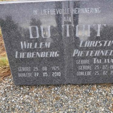 TOIT Willem Liebenberg, du 1925-2010 &amp; Christina Pieternella TALJAARD 1917-1998