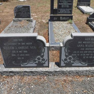 VOS Willem Lambert 1889-1963 &amp; Anna Maria OOSTHUIZEN 1896-1973