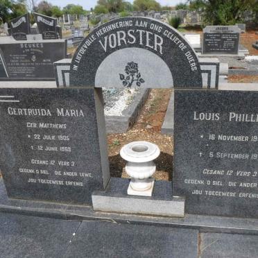 VORSTER Louis Phillipus 1900-1979 &amp; Gertruida Maria MATTHEWS 1905-1969