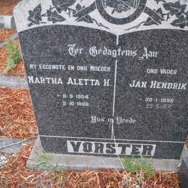 VORSTER Jan Hendrik 1898-1971 &amp; Martha Aletta H. 1904-1966