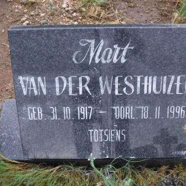 WESTHUIZEN Mart, van der 1917-1996