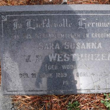WESTHUIZEN Sara Susanna, v.d. nee WOODWARD 1889-1979