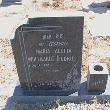 WOLFAARDT Maria Aletta nee FOURIE 1924-