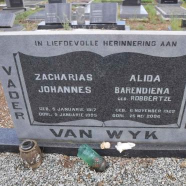 WYK Zacharias Johannes, van 1917-1995 &amp; Alida Barendiena ROBBERTZE 1922-2006