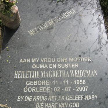 WEIDEMAN Heiletjie Magretha 1956-2007
