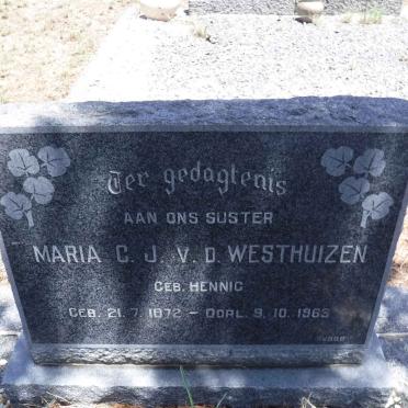 WESTHUIZEN Maria C J., v. d. nee HENNIG 1872-1963