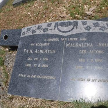 ? Paul Albertus 1891-1966 &amp; Magdalena Johanna JACOBS 1895-1986